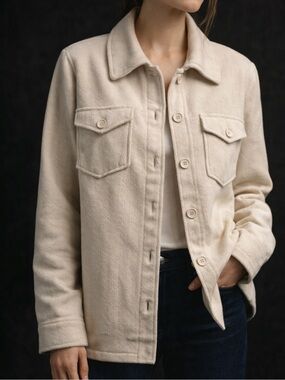 🇬🇧 TU Woman Cream Shacket Button‑Up Jacket Cottagecore Minimalist Medium